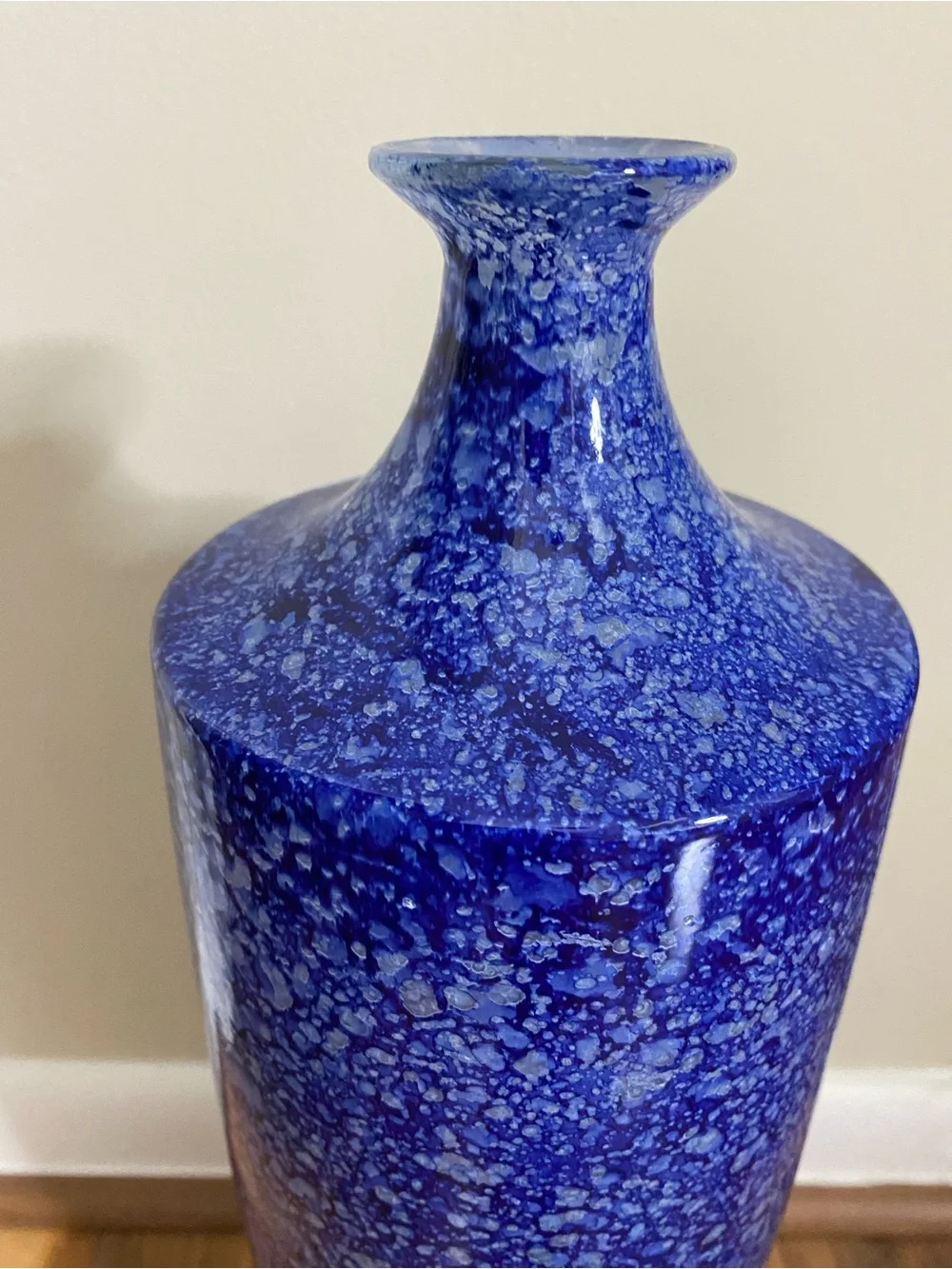Pier 1 | Blue/White Speckled/Marble Pattern 18” Tall Decorative Glass Vase